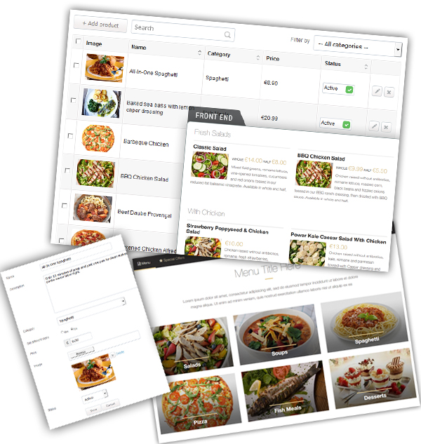 online food menu builder