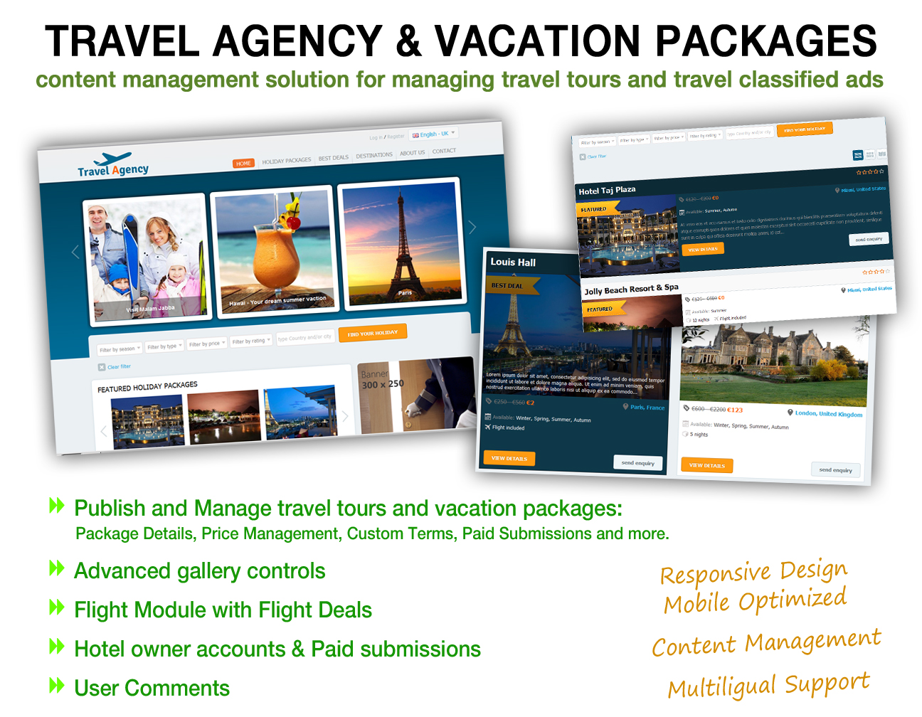 Travel Agency and Vacation Package Listings
